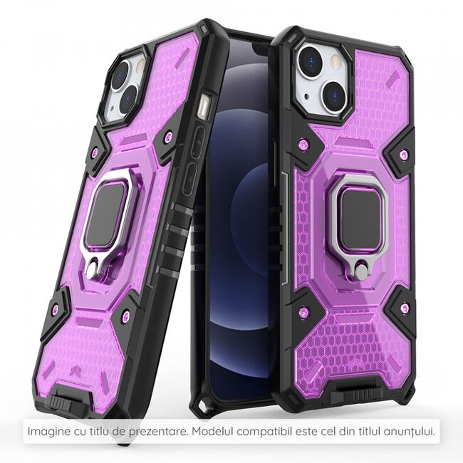 Husa huawei p50 pro cu inel, techsuit honeycomb - rose-violet