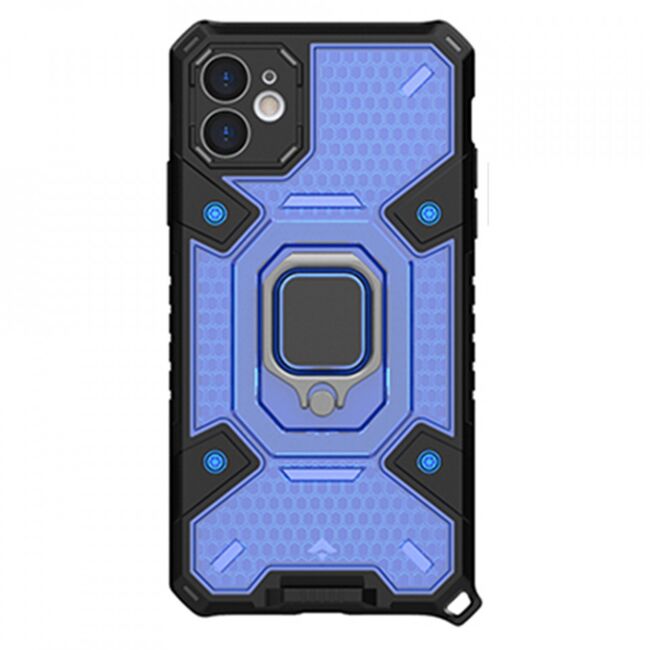 Husa iphone 11 cu inel, techsuit honeycomb - albastru