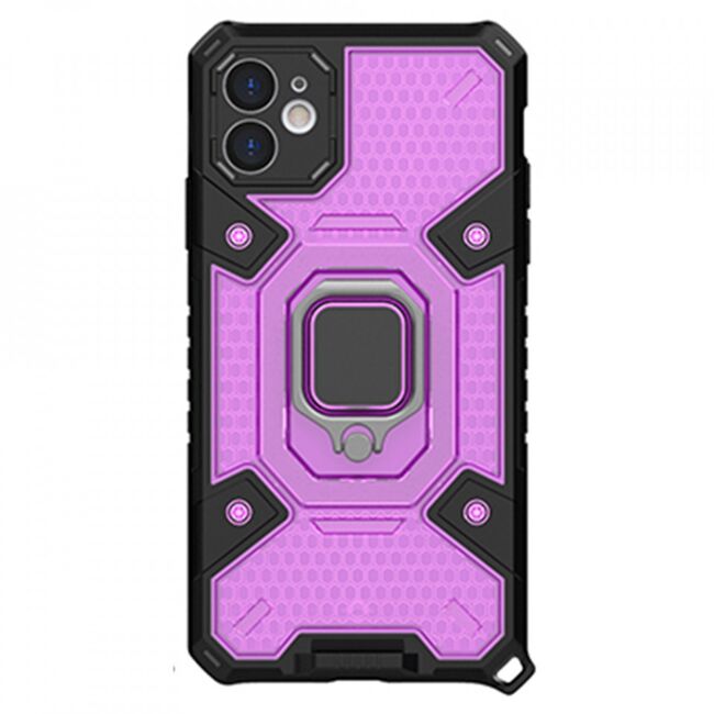 Husa iphone 12 cu inel, techsuit honeycomb - rose-violet