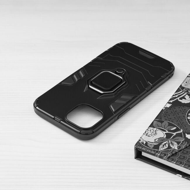 Husa iphone 13 cu inel, techsuit silicone shield - negru