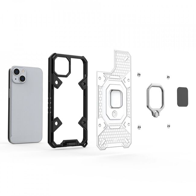Husa iphone 13 mini cu inel, techsuit honeycomb - albastru