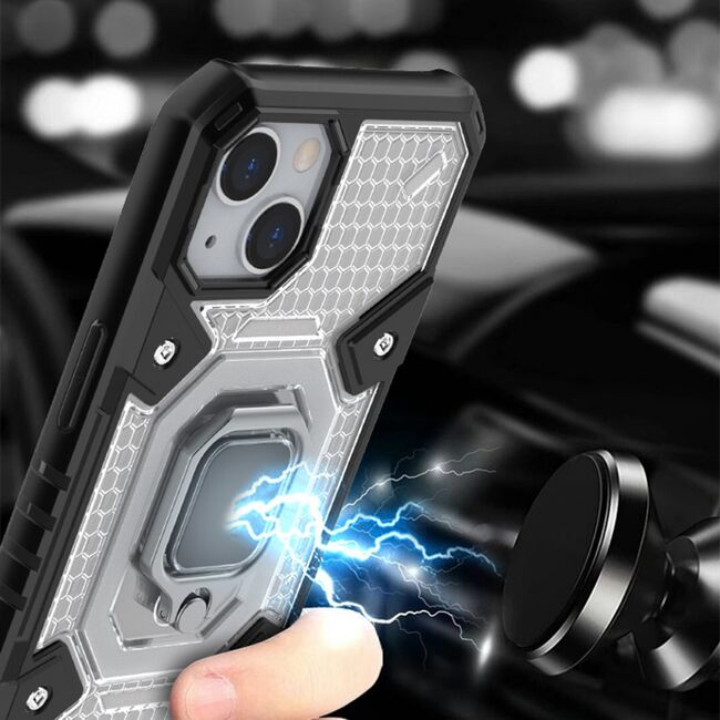 Husa iphone 13 mini cu inel, techsuit honeycomb - albastru