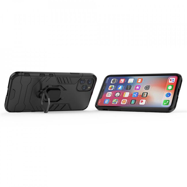 Husa iphone 13 mini cu inel, techsuit silicone shield - negru