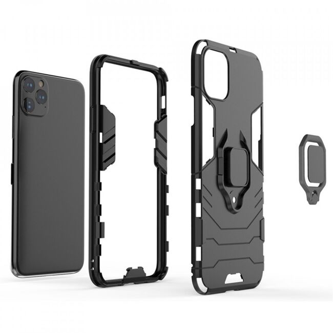 Husa iphone 13 pro cu inel, techsuit silicone shield - negru