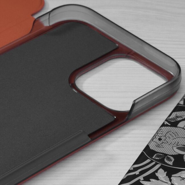 Husa iPhone 13 Pro Max Eco Leather View flip tip carte - Portocaliu