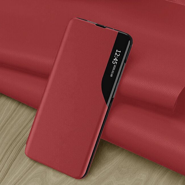 Husa iPhone 13 Pro Eco Leather View flip tip carte - rosu