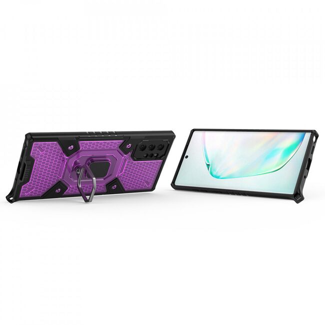 Husa samsung galaxy note 10 plus cu inel, techsuit honeycomb - rose-violet