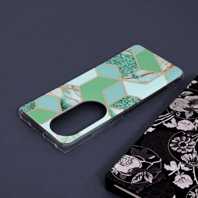Husa huawei p50 pro marble series, techsuit - green hex