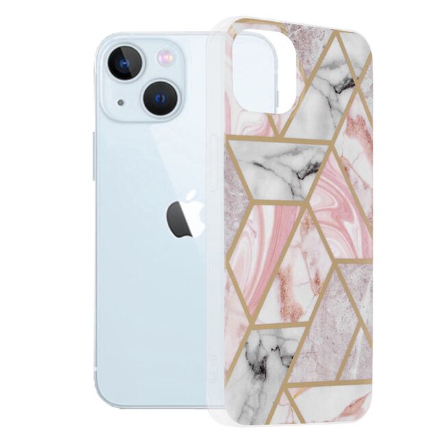 Husa iphone 13 marble series, techsuit - pink hex