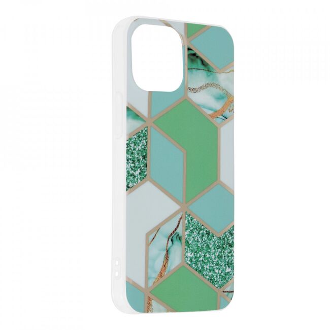 Husa iphone 13 mini marble series, techsuit - green hex