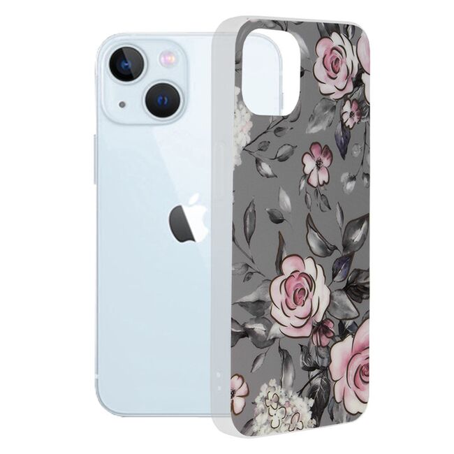Husa iphone 13 marble series, techsuit - bloom of ruth gray