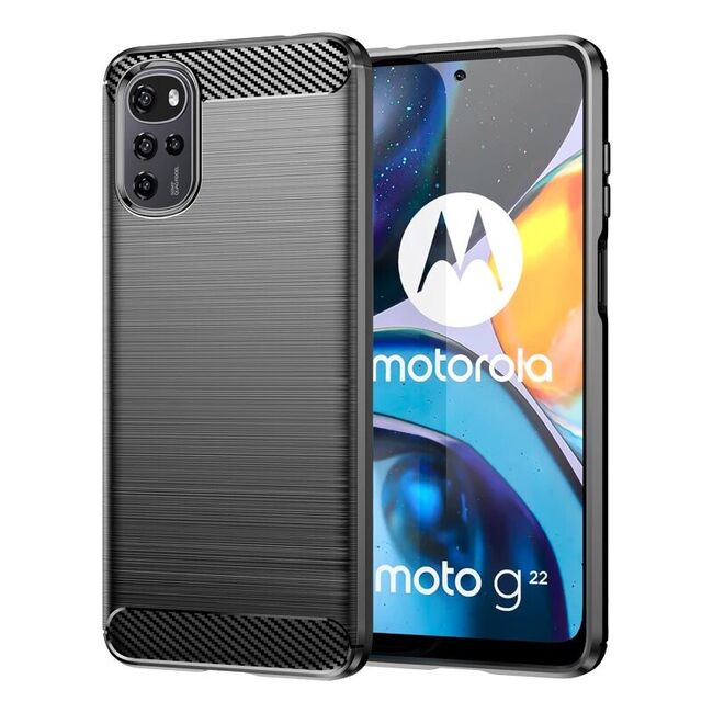 Husa Motorola Moto G22, E22s carbon silicone, techsuit - negru