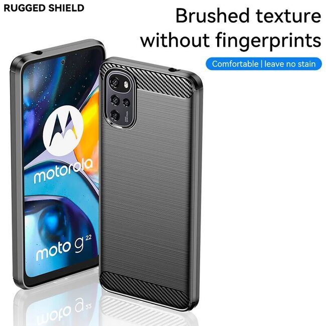Husa Motorola Moto G22, E22s carbon silicone, techsuit - negru