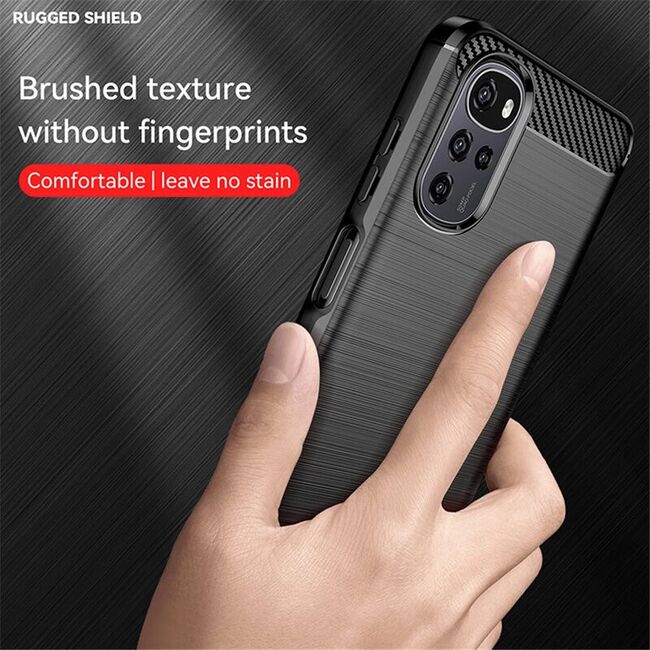 Husa Motorola Moto G22, E22s carbon silicone, techsuit - negru