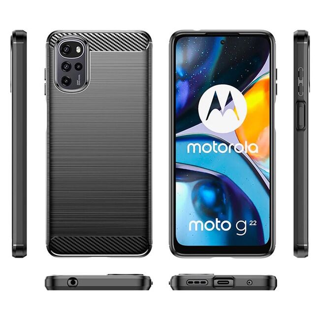 Husa Motorola Moto G22, E22s carbon silicone, techsuit - negru