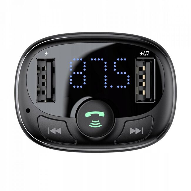 Incarcator auto cu modulator fb, 2x usb-a si display led, baseus (cctm-01) - negru