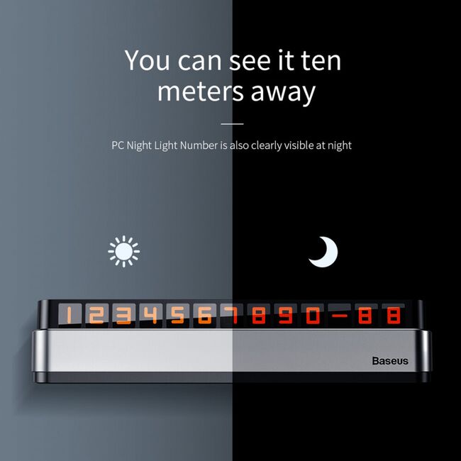 Suport numar telefon bord, moonlight, baseus - gri inchis
