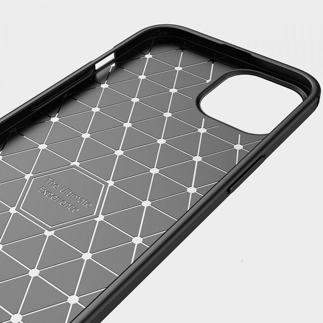 Husa iphone 14 pro max, carbon silicone, techsuit - negru