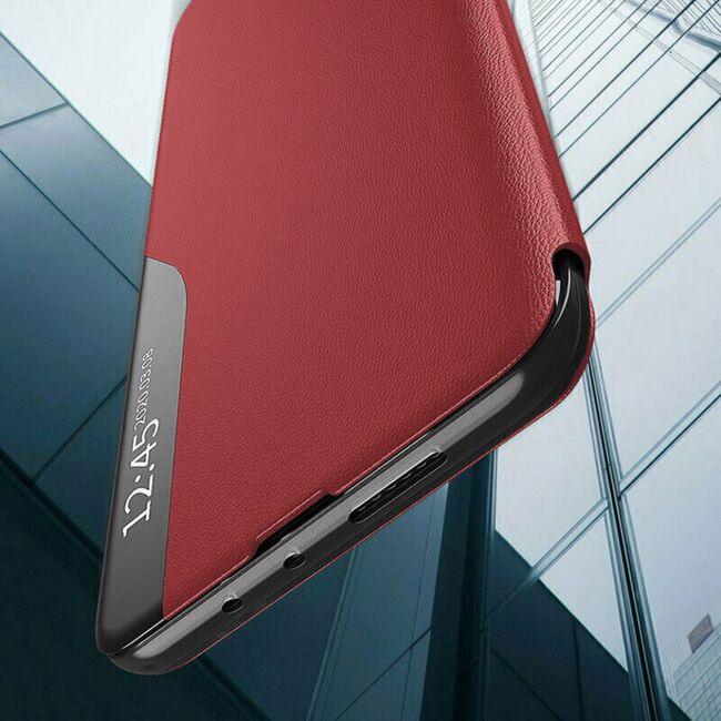 Husa iPhone 14 Pro Max Eco Leather View flip tip carte, rosu