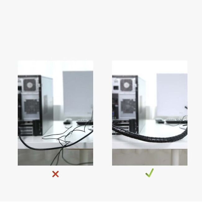 Organizator cabluri spiralat Ugreen, protectie birou, 3m x 25mm, negru, 30819