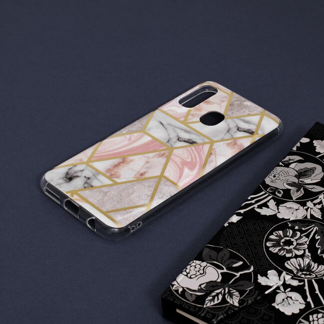 Husa samsung galaxy a20e marble series, techsuit - pink hex