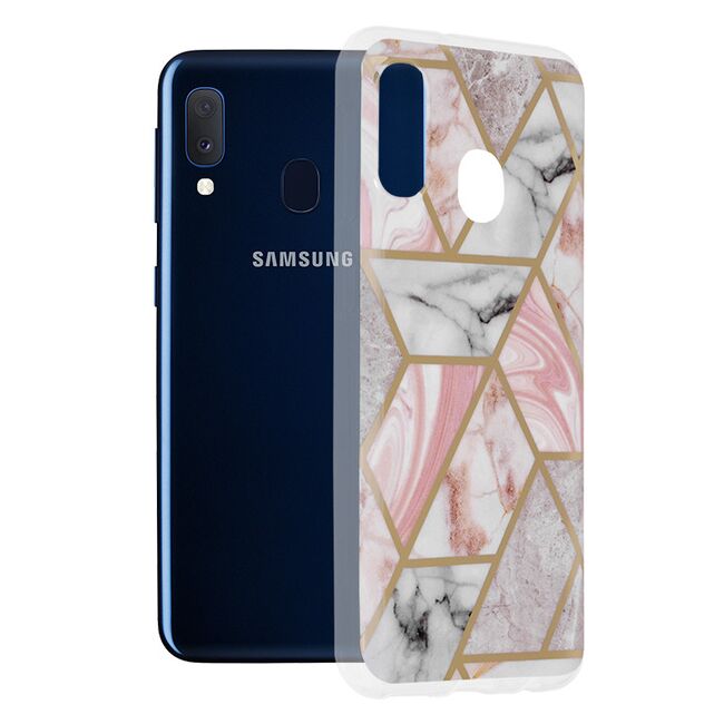 Husa samsung galaxy a20e marble series, techsuit - pink hex