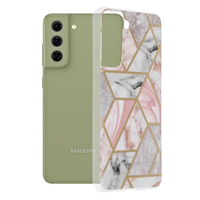 Husa samsung galaxy s21 fe marble series, techsuit - pink hex