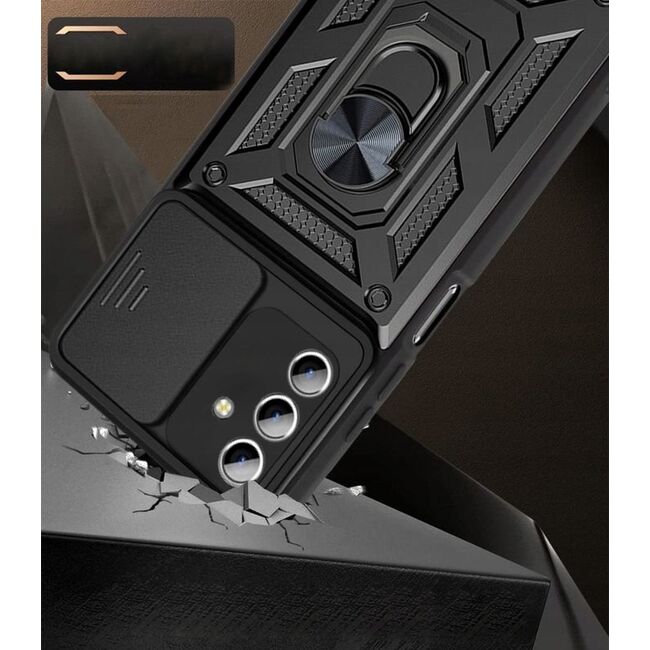 Husa pentru Samsung Galaxy A04s cu inel Ring Armor Kickstand Tough, protectie camera (negru)