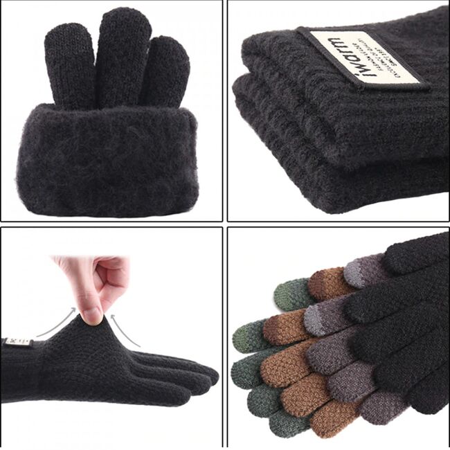 Manusi tocuhscreen din lana pentru barbati, iwarm st0007 - gri