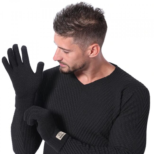Manusi touchscreen unisex iWarm, lana, negru, ST0007