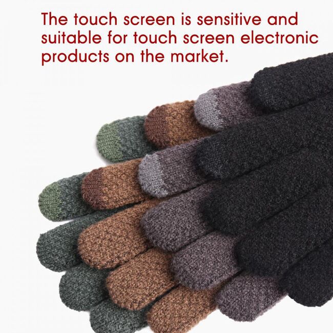 Manusi touchscreen unisex iWarm, lana, negru, ST0007