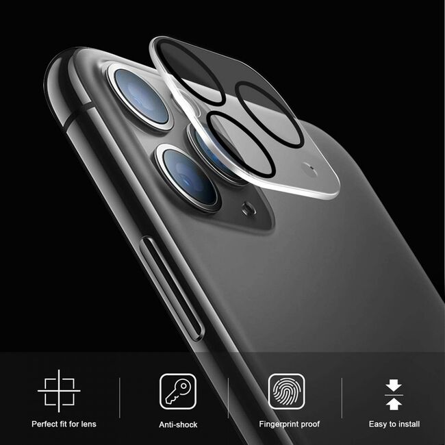 Folie iphone 11 pro / 11 pro max, s+ camera glass, lito - black/transparent