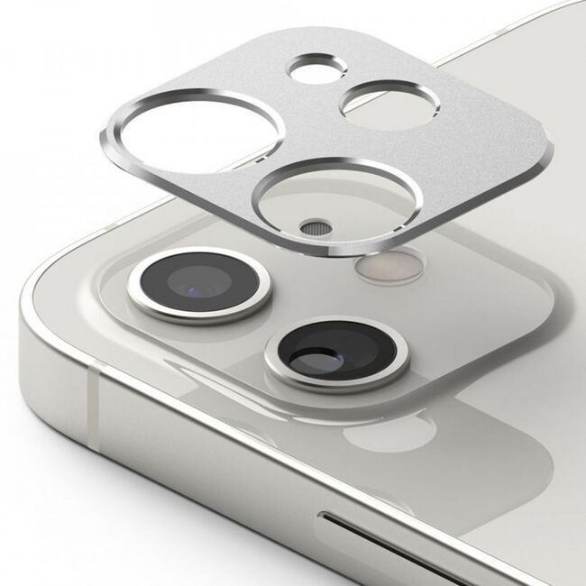 Folie iphone 12 mini, camera styling, ringke - silver
