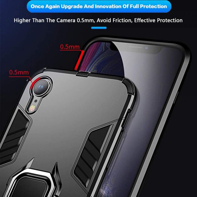 Husa iphone xr cu inel, techsuit silicone shield - negru