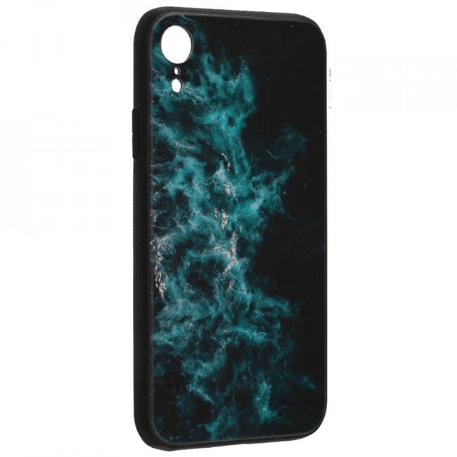 Husa iphone xr cu sticla securizata, techsuit glaze - blue nebula