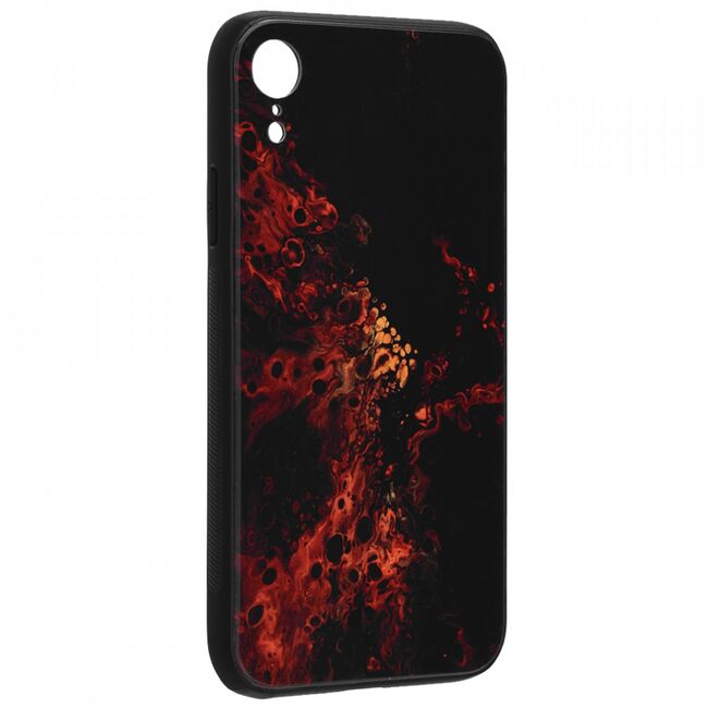 Husa iphone xr cu sticla securizata, techsuit glaze - red nebula