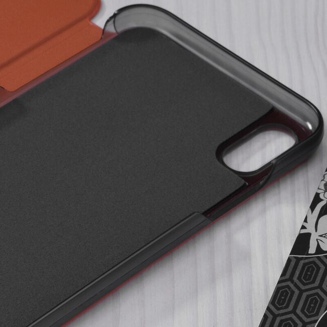 Husa iPhone XR Eco Leather View Flip Tip Carte - Portocaliu