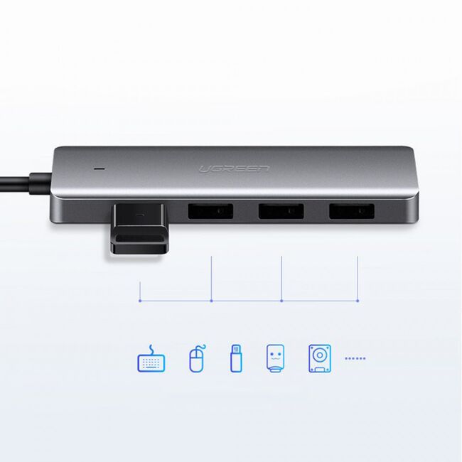 Hub 4x USB, Type-C, OTG Ugreen, 5Gbps, 70336, silver