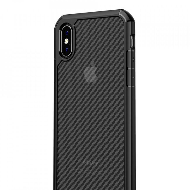 Husa iphone x / xs, carbonfuse, techsuit - negru
