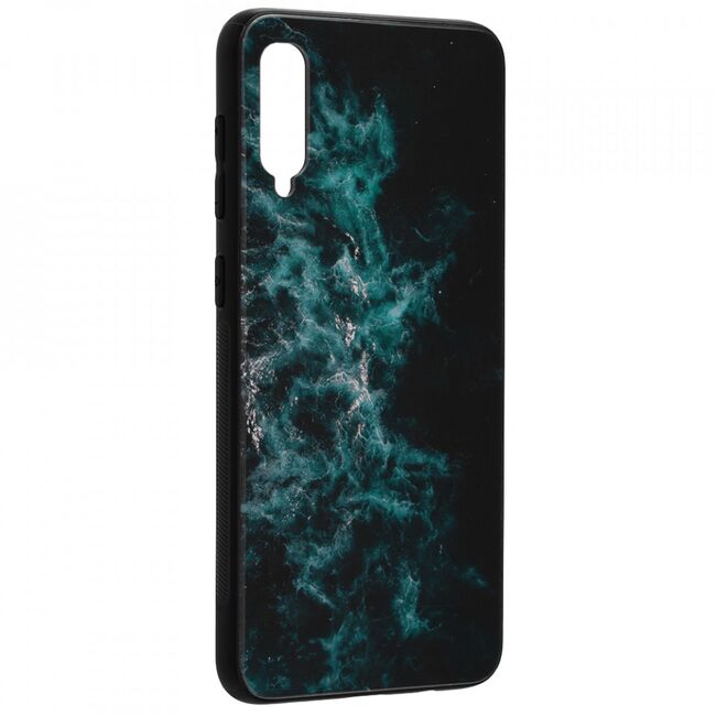 Husa samsung galaxy a50 cu sticla securizata, techsuit glaze - blue nebula