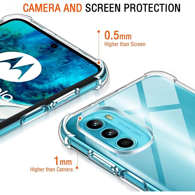 Pachet 360: Folie din sticla + Husa pentru Motorola Moto G52, G82 Anti-Shock 1.5mm, transparent