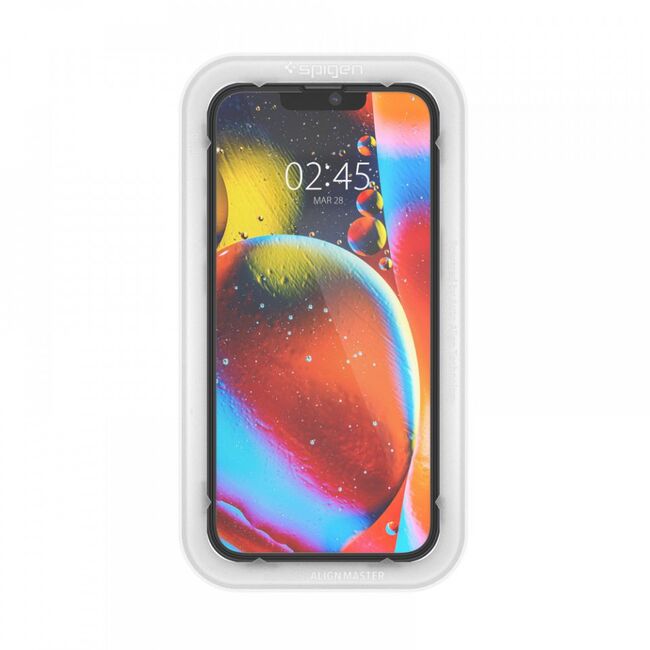 Folie sticla iphone 13 / 13 pro / iphone 14, alm glas (2xpack) spigen - negru