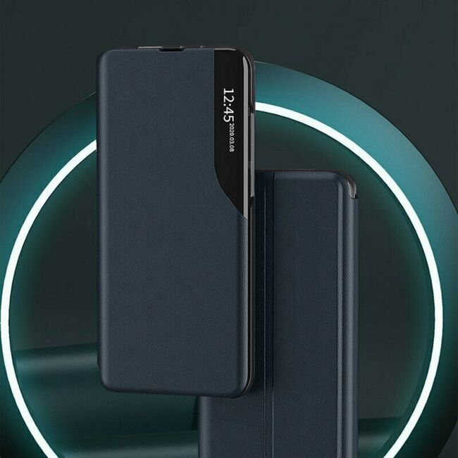 Husa iPhone 14 Pro Max Eco Leather View flip tip carte, albastru
