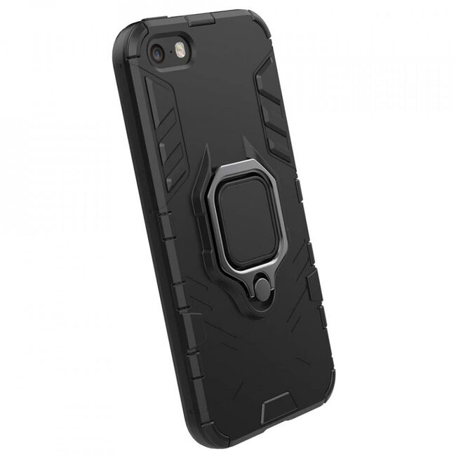 Husa iphone 5 / 5s cu inel, techsuit silicone shield - negru