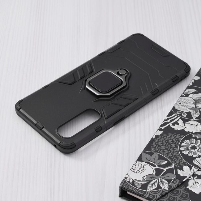 Husa oppo reno 3 pro cu inel, techsuit silicone shield - negru