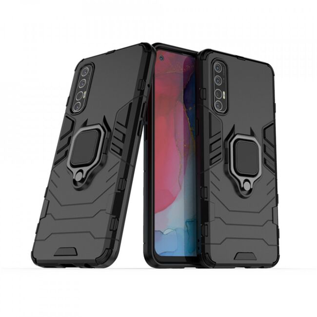 Husa oppo reno 3 pro cu inel, techsuit silicone shield - negru