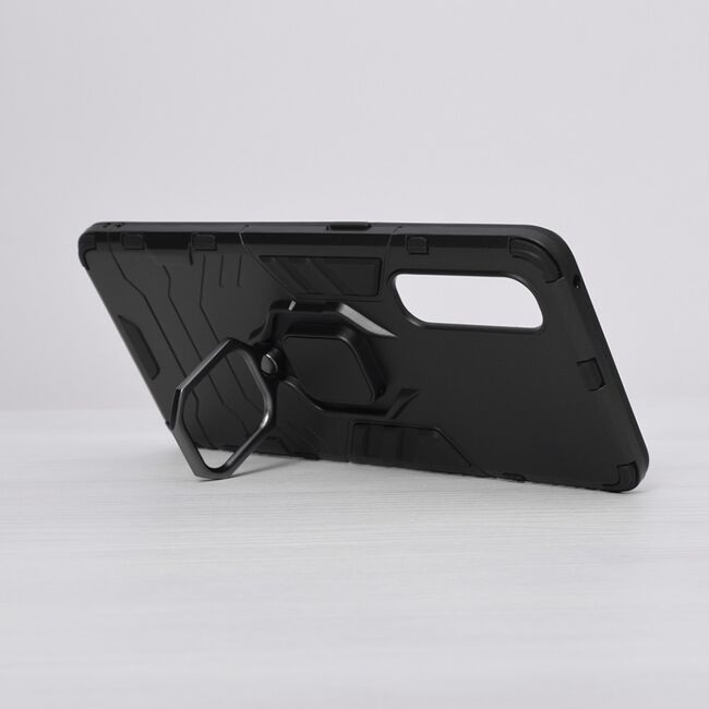 Husa oppo reno 3 pro cu inel, techsuit silicone shield - negru