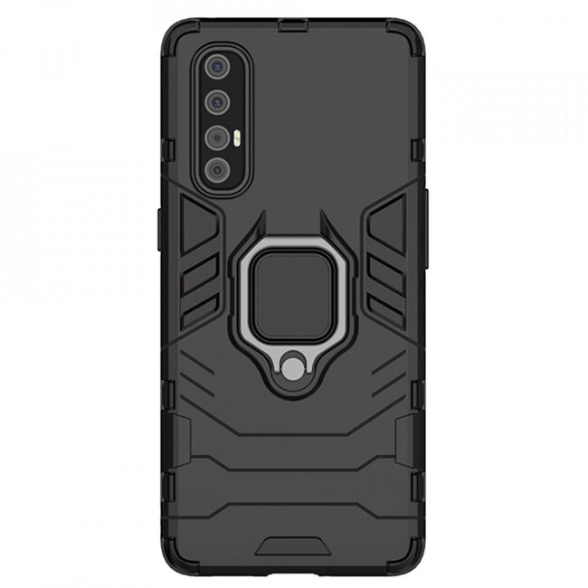 Husa oppo reno 3 pro cu inel, techsuit silicone shield - negru