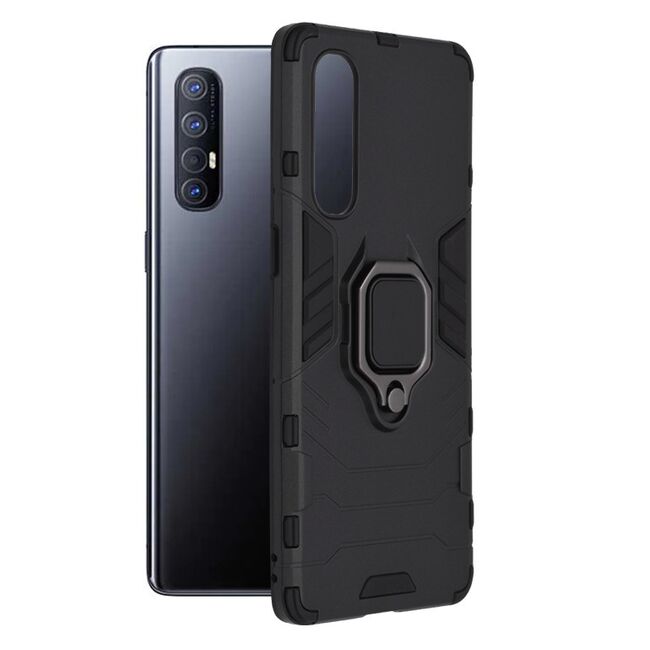 Husa oppo reno 3 pro cu inel, techsuit silicone shield - negru