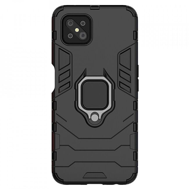 Husa oppo reno 4 z cu inel, techsuit silicone shield - negru